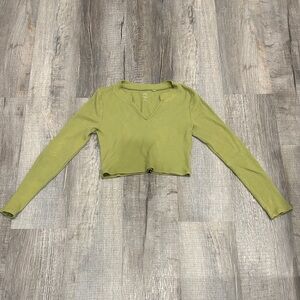 PacSun Light Green Long Sleeve Crop Top